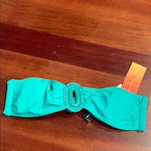 Green strapless bikini top